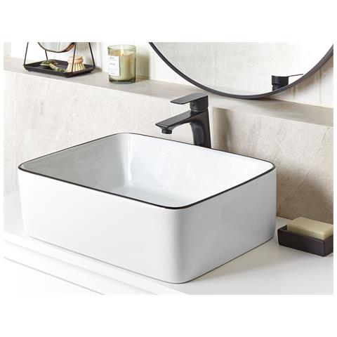 Lavabo Bagno Ceramica Bianco E Nero 49 X 38 Cm Xert - Foto 1