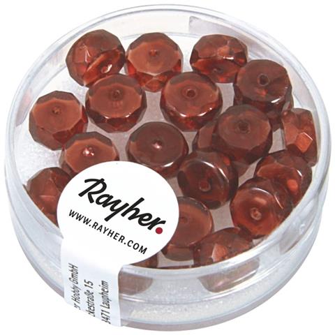 Rayher - 22 Pezzi - Perle In Vetro A Rondella 4x8mm - Colore Borgogna - Foto 1