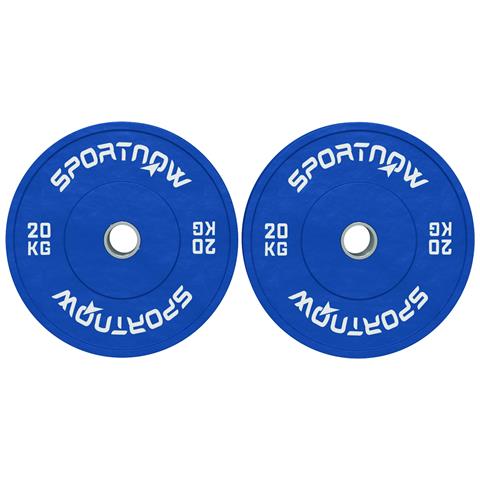 Set 2 Dischi Pesi da 20kg in Gomma con Foro da 2"" / 5 cm per Manubri e Bilancieri, Blu - Foto 1