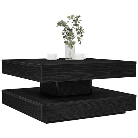 Tavolino Da Caffè Girevole A 360 Gradi Nero 70x70x34,5 Cm - Foto 1