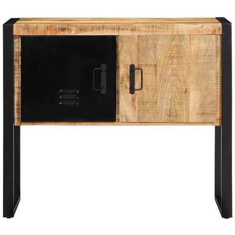 Tavolo Consolle 90x35x75 Cm In Legno Massello Di Mango Grezzo - Foto 2
