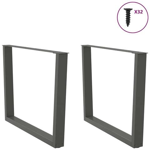 Gambe Tavolo Pranzo A V 2 Pz Antracite 100x(72-73,3)cm Acciaio - Foto 3