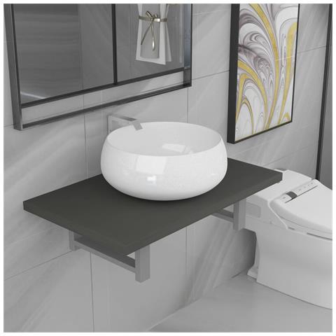 Set Mobili Da Bagno 2 Pz Ceramica Grigio - Foto 8