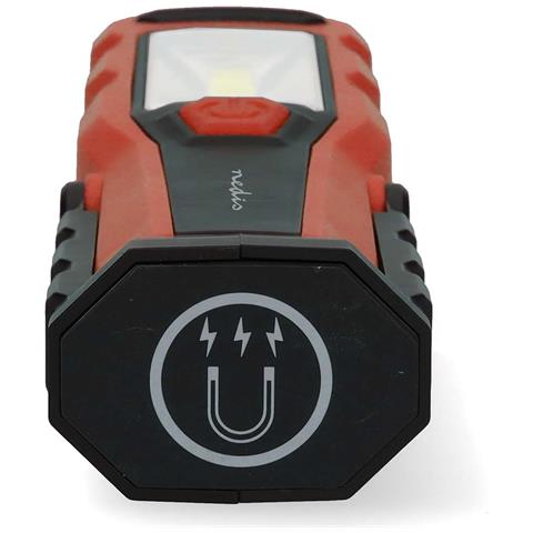 Torcia Da Lavoro Ricaricabile A Led Da 4w 300lm Con Gancio E Magnete, Nero / Rosso - Foto 5