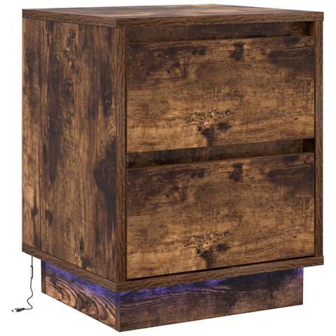 Comodino con luci LED Rovere Affumicato 39x34.5x50 cm - Foto 1