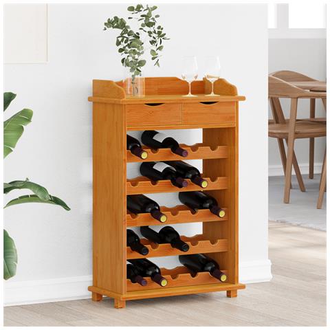 Portabottiglie 90x60x30 cm Legno Massello di Pino - Foto 2