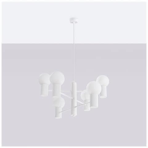 Lampadario Halo 6 Bianco Sl. 1829 - Moderno Lampadario Bianco 230x64x64 Cm - Foto 2