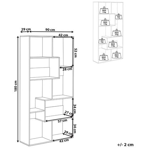 Libreria A 6 Ripiani Chateh 180 Cm Marrone Chiaro - Foto 6
