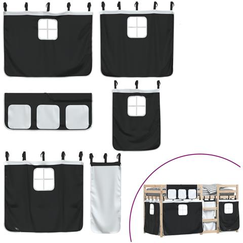 Letto a Castello senza Materasso Bianco e Nero 90x190cm in Pino - Foto 9