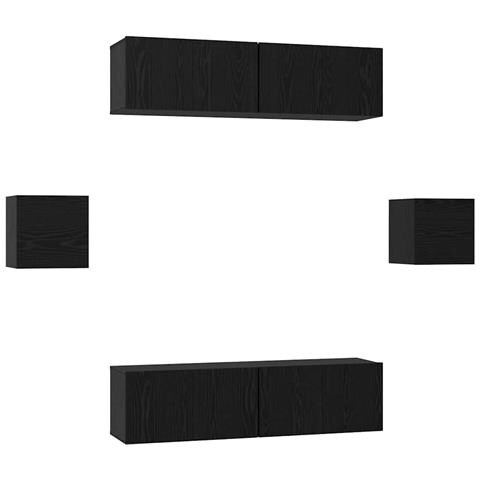 Set mobile TV 6 pcs Rovere nero Legno multistrato - Foto 1