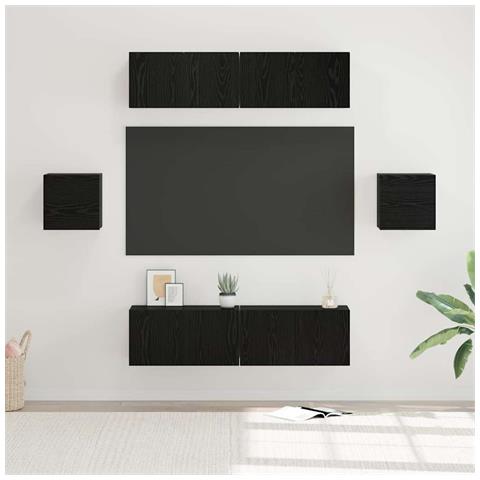 Set mobile TV 6 pcs Rovere nero Legno multistrato - Foto 2