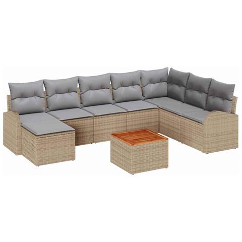 Set Divano da Giardino 9 pcs beige e grigio chiaro - Foto 1