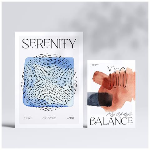 Set Di 6 Stampe Poster Astratti E Calmi Con Illustrazioni A Colori Per Mostre D'arte Estetica Per L'interior Design A3 & A4 Senza Cornice - Foto 2