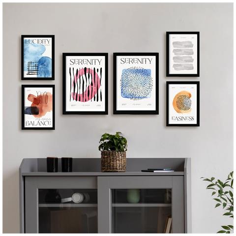 Set Di 6 Stampe Poster Astratti E Calmi Con Illustrazioni A Colori Per Mostre D'arte Estetica Per L'interior Design A3 & A4 Senza Cornice - Foto 5