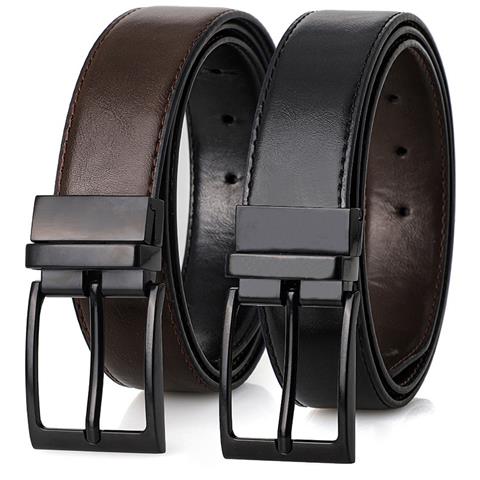 Cintura Reversibile Da Uomo In Pelle Pu Con Fibbia Rotante - Nero/marrone - Foto 2