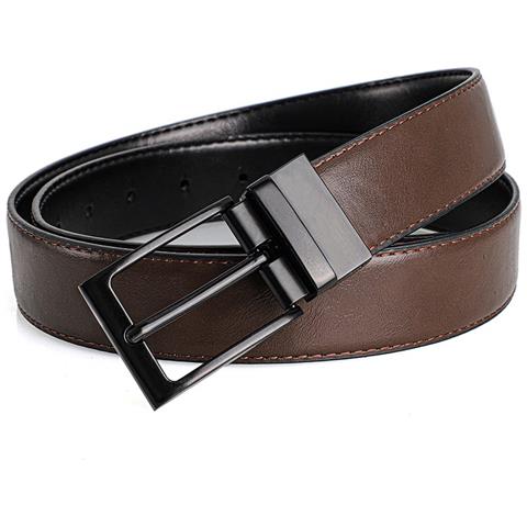 Cintura Reversibile Da Uomo In Pelle Pu Con Fibbia Rotante - Nero/marrone - Foto 4