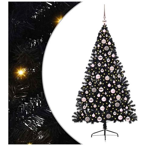 Albero di Natale artificiale con luci integrate Nero 180 cm PVC - Foto 1