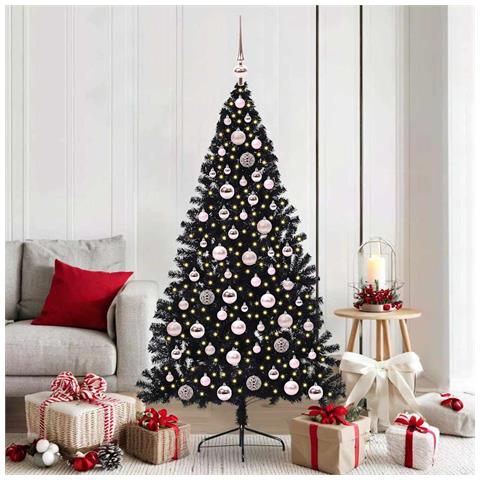 Albero di Natale artificiale con luci integrate Nero 180 cm PVC - Foto 2