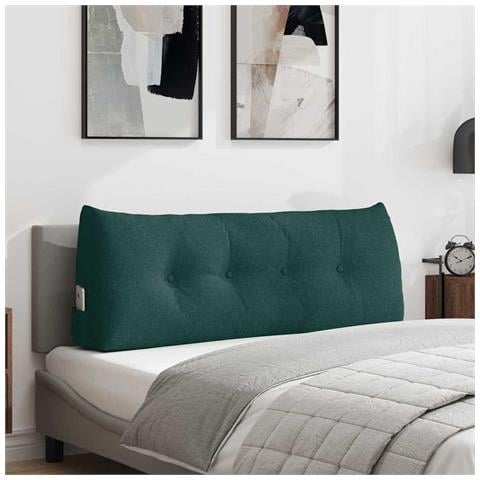 Cuscino per Schiena Verde Scuro 120 x 24 x 50 cm Tessuto - Foto 2