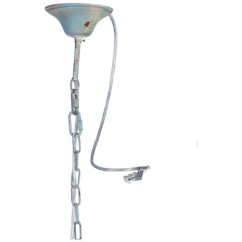 Lampada Da Soffitto In Legno E Metallo Grigio 44,5x39,5x75h Cm - Foto 5