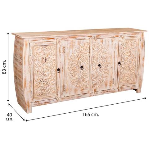Credenza In Legno Finitura Artigianale 165x40x83h Cm - Foto 8