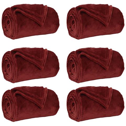 Coperte da Pile 6 pcs Rosso Bordeaux 220 x 240 cm Panno - Foto 1