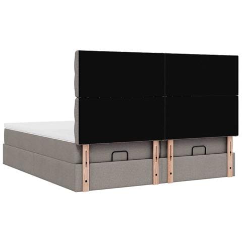 Struttura Letto Pouf con Materassi Tortora 160x200cm in Tessuto - Foto 9