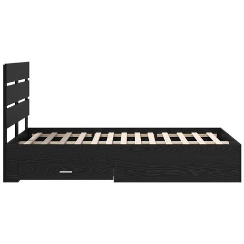 Struttura del letto Rovere Nero 135 x 190 cm Legno multistrato - Foto 9