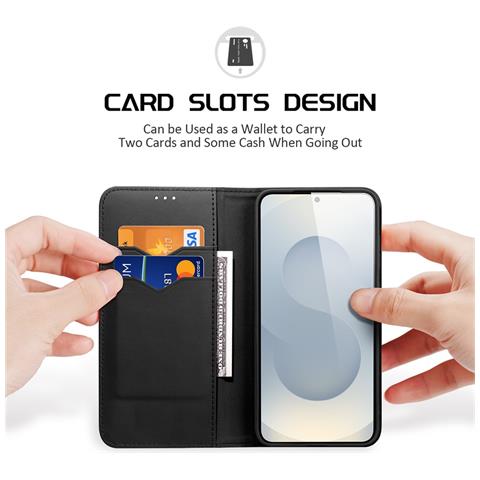 Cover Cartera per Galaxy S25 Edge - Pelle /PU, Nero - Foto 4
