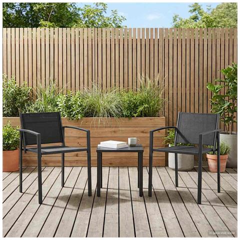 Sedie da giardino 2 pcs Nero e antracite 53,5 x 59 x 77 cm - Foto 2
