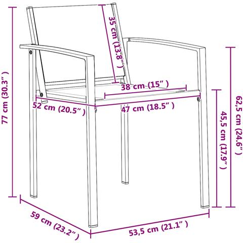 Sedie da giardino 2 pcs Nero e antracite 53,5 x 59 x 77 cm - Foto 6