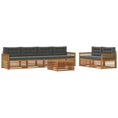 Set di divani da esterno con cuscino 7 pcs Naturale e Antracite - Foto 1
