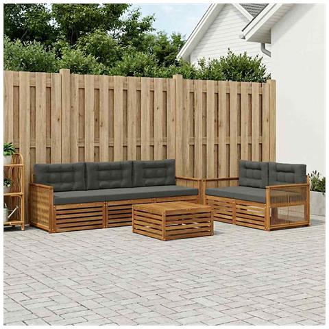 Set di divani da esterno con cuscino 7 pcs Naturale e Antracite - Foto 2