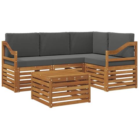 Set di divani da esterno con cuscino 5 pcs Naturale e Antracite - Foto 1
