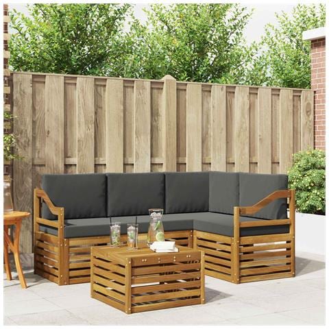Set di divani da esterno con cuscino 5 pcs Naturale e Antracite - Foto 2