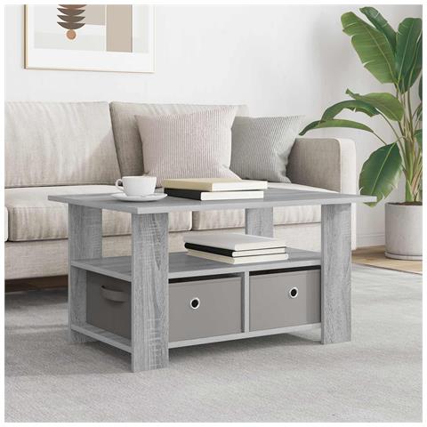 Tavolino da salotto con cassetto Grigio Sonoma 77 x 55 x 42 cm - Foto 2