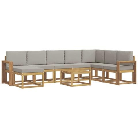 Set di divani da esterno 9 pcs Bianco e Grigio Chiaro - Foto 1