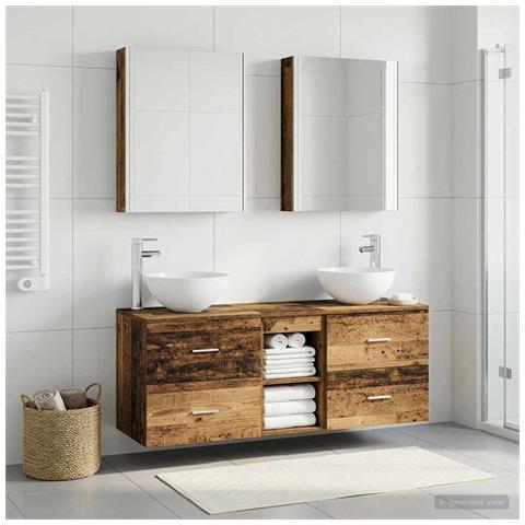 Set di mobili per il bagno 5 pcs Legno antico - Foto 2