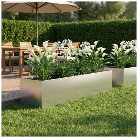 Vaso da giardino Argento 80 x 20 x 20 cm Acciaio zincato - Foto 2