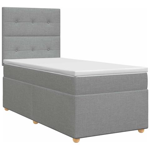 Letto box spring con materasso Grigio Chiaro Singolo Tessuto - Foto 1