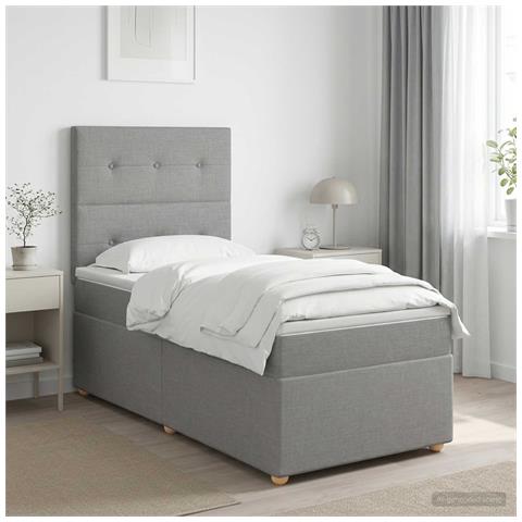 Letto box spring con materasso Grigio Chiaro Singolo Tessuto - Foto 2