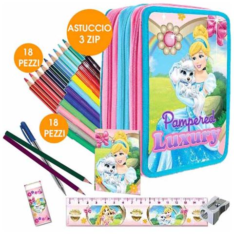 Kit Scuola School Pack Zaino Estensibile con Astuccio 3 Zip Principesse - Foto 4