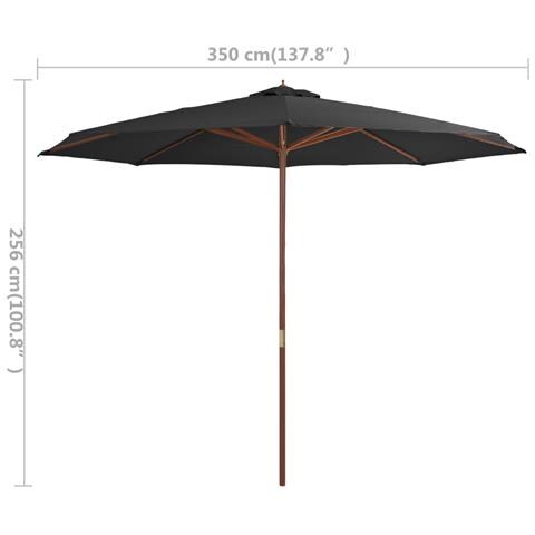 Ombrellone da Esterni con Palo in Legno 350 cm Antracite - Foto 2