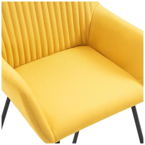 Sedie Da Pranzo 2 Pz Gialle In Tessuto - Foto 8