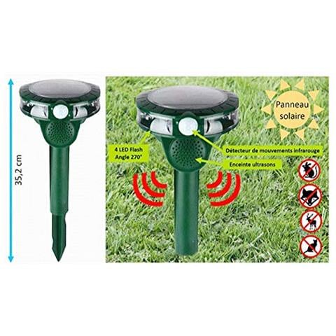 Repellente Solare Con Flash 270 ° - 4 Led - Ultrasuoni E Flash - Foto 2