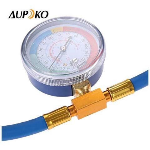 A C Refrigerante R134a Tubo Kit Di Ricarica - Con 12 Acme Maschio 14 Sae Femmina Pu Tap Valve R134a Rapida Di Coppia A Bassa Manometro E 59 Ricarica Hose - 1 Anno Di Garanzia - Foto 2
