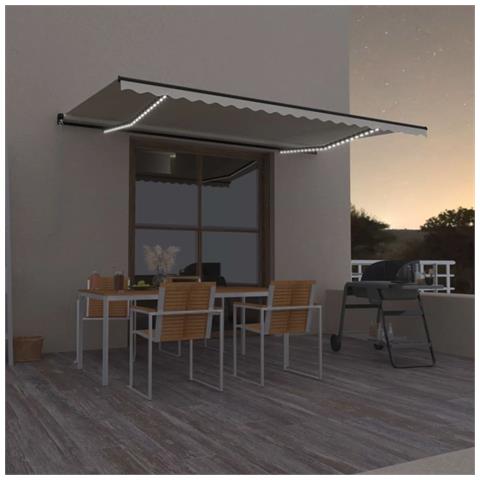 Tenda da Sole Retrattile Manuale con LED 500x300cm Crema - Foto 8