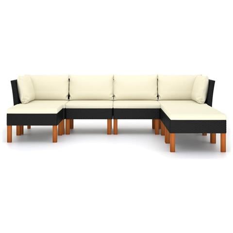 Set Divani da Giardino 7 pz con Cuscini in Polyrattan Nero - Foto 8