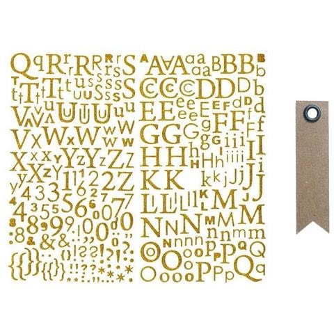 Alfabete Adesivo Paillette Dorato + 20 Etichette Kraft Con Gagliardetto - Foto 1
