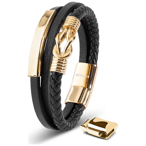 Bracciale da Uomo in Pelle, ""Proud"", 20cm, Oro - Foto 1